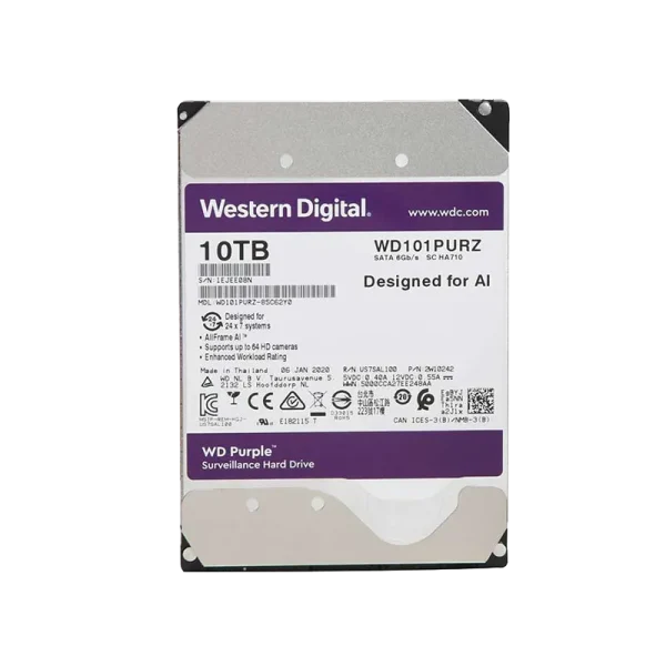 هارد 10 ترابایت بنفش اینترنال وسترن دیجیتال 3.5 اینچ مدل Western Digital Internal Hard Drive 10 TB  Purple