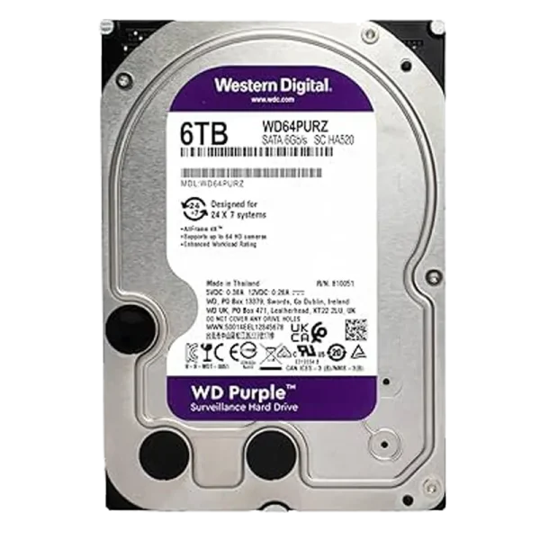 هارد 6 ترابایت بنفش اینترنال وسترن دیجیتال  3.5 اینچ مدل Western Digital Internal Hard Drive 6TB Purple